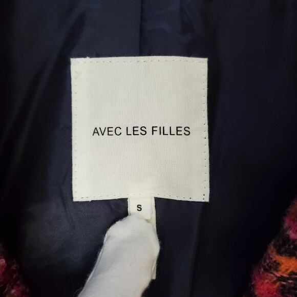 Avec Les Filles Single Breasted Tweed Maxi Coat Boucle Long Tweed Size Small New - Picture 12 of 14